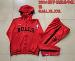 2024-25 Ensemble Chicago Bulls Survêtement Veste à Capuche Pantalon Jogging